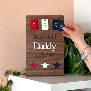 military countdown calendar displayed with interchangeable countdown number tiles