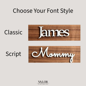 Font style options for personalized deployment countdown signs including classic and script fonts