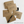 Set of brown paper cards with humorous text, gift cards and pen on a white background
