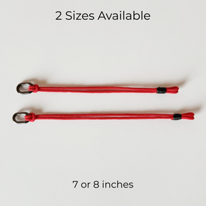 2 RED military support bracelets shown as available in 7 inch and 8 inch sizes