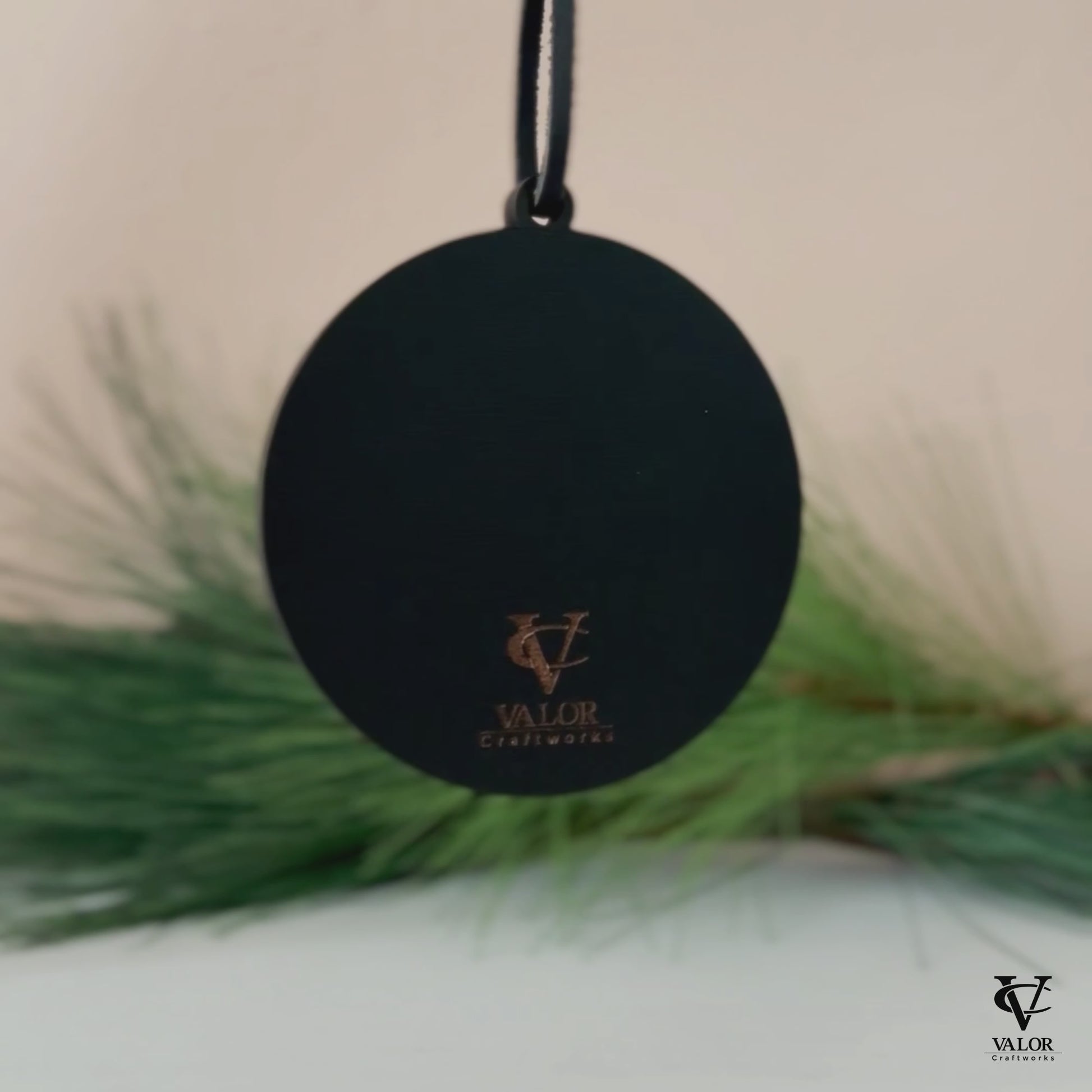 Video of thin blue line ornament on display